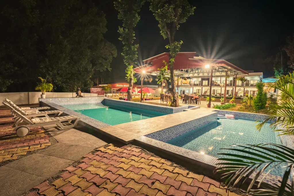 Swimming pool and separate kids splash pool makes Pristine Woods Resort in Dehradun the top choice for families during summers